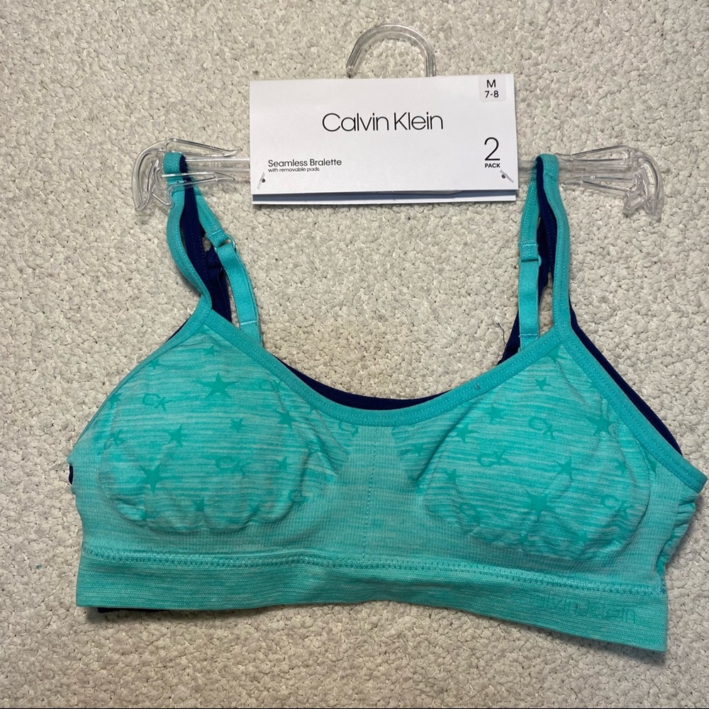 New Calvin Klein Seamless Bralette with Removable Pads 2 Pack, Size M (7-8)